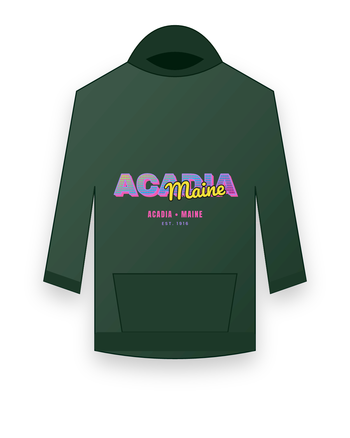 Acadia Music TV Hooded Sweatshirt in Forest Green