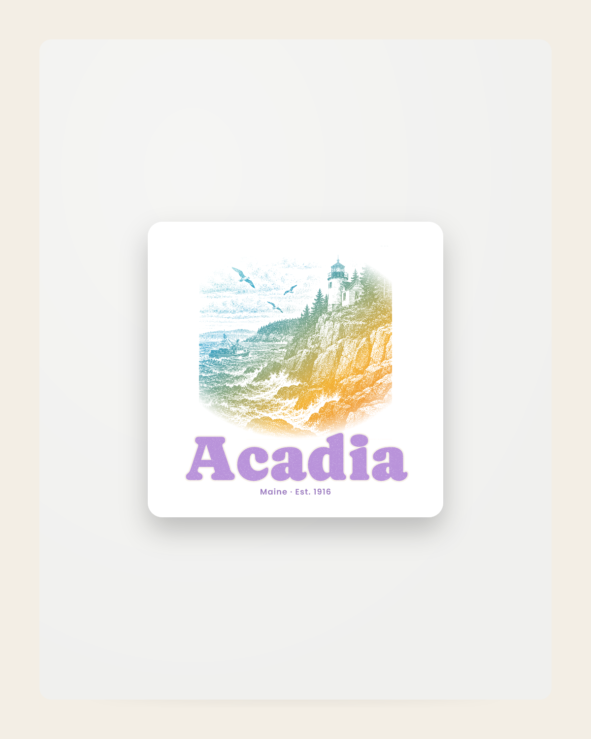 Acadia Bass Harbor Light Fridge Magnet in White