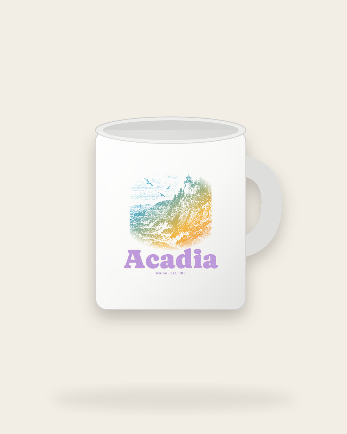 Acadia Bass Harbor Light Ceramic Mug 11oz in White