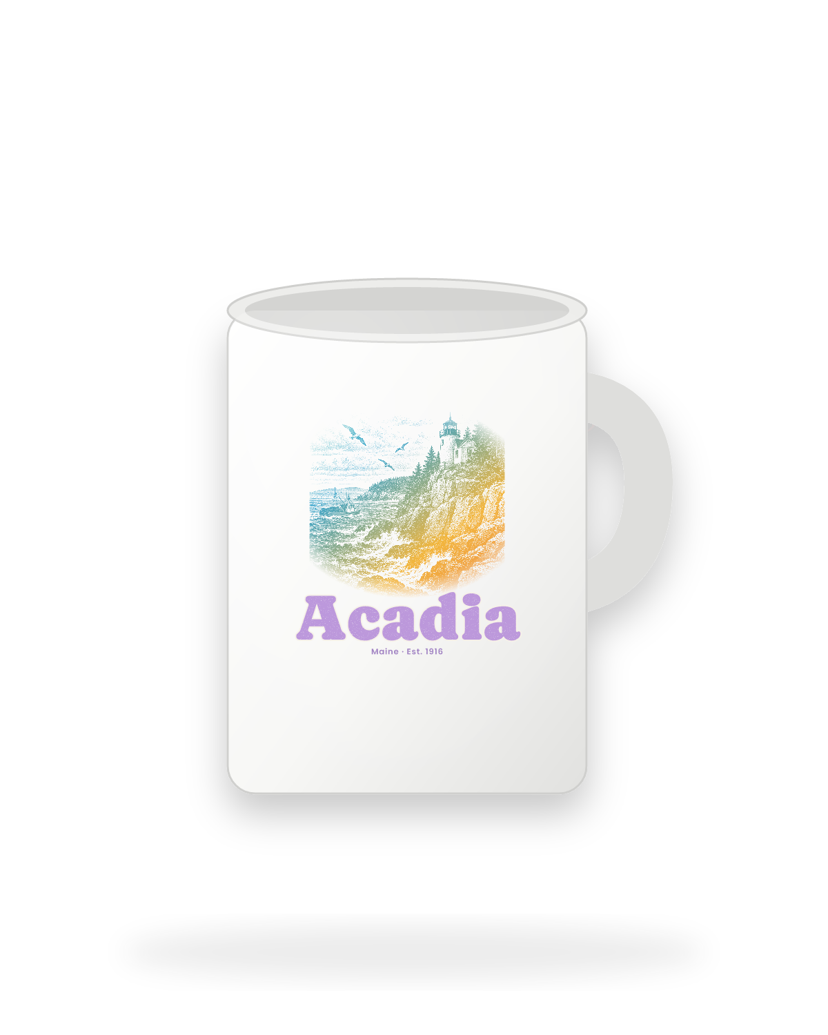 Acadia Bass Harbor Light Ceramic Mug 15oz in White
