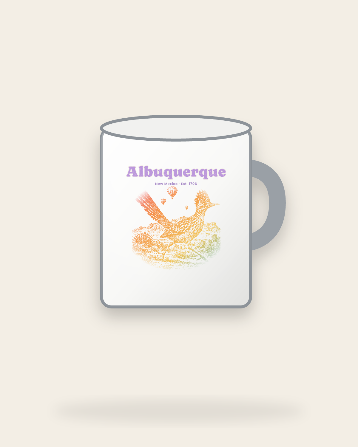 Albuquerque Roadrunner Enamel Camp Mug in White