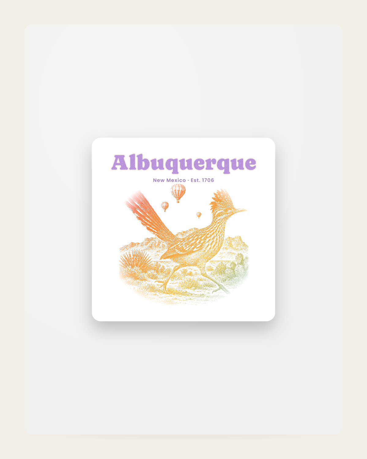 Albuquerque Roadrunner Fridge Magnet in White