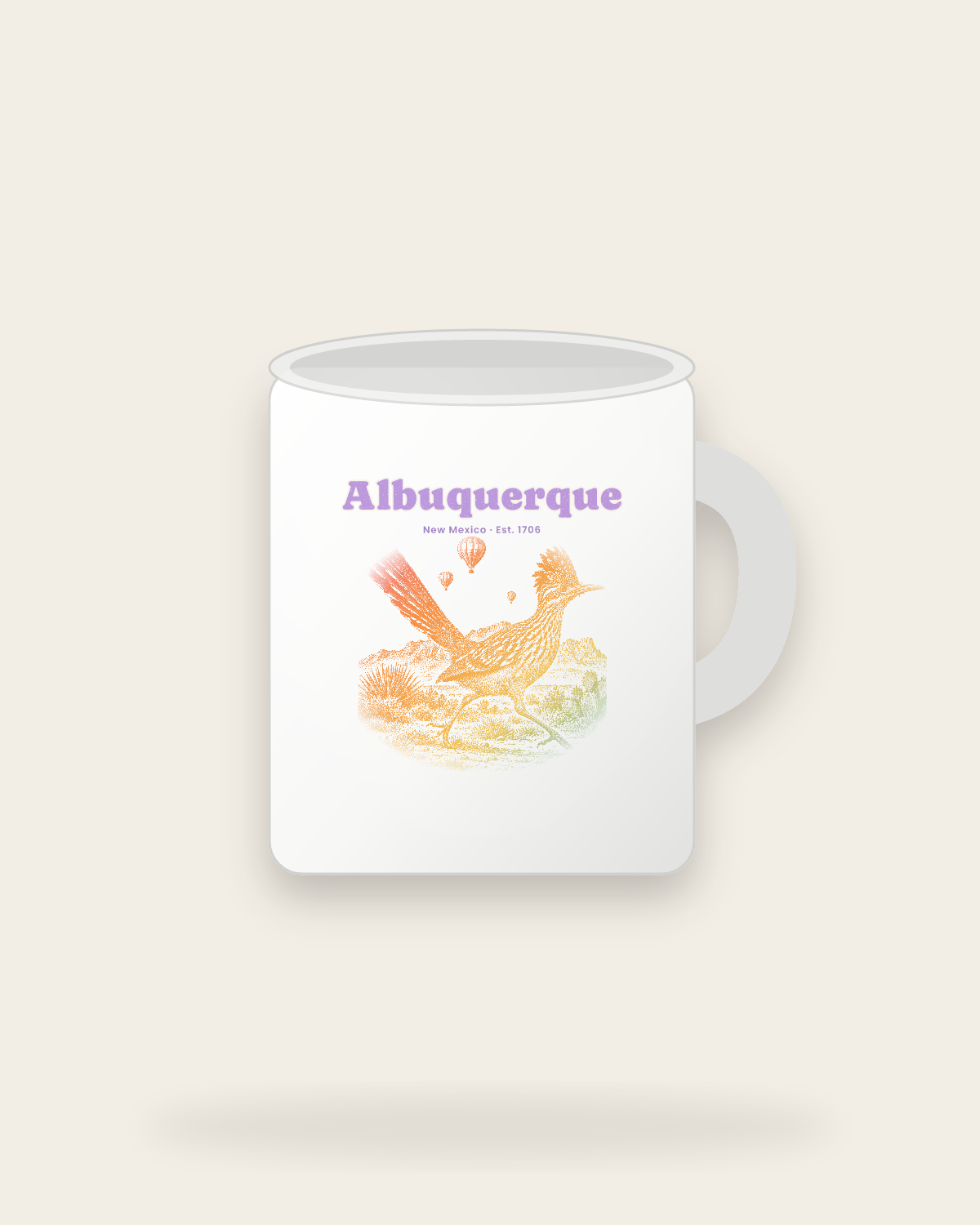 Albuquerque Roadrunner Ceramic Mug 11oz in White