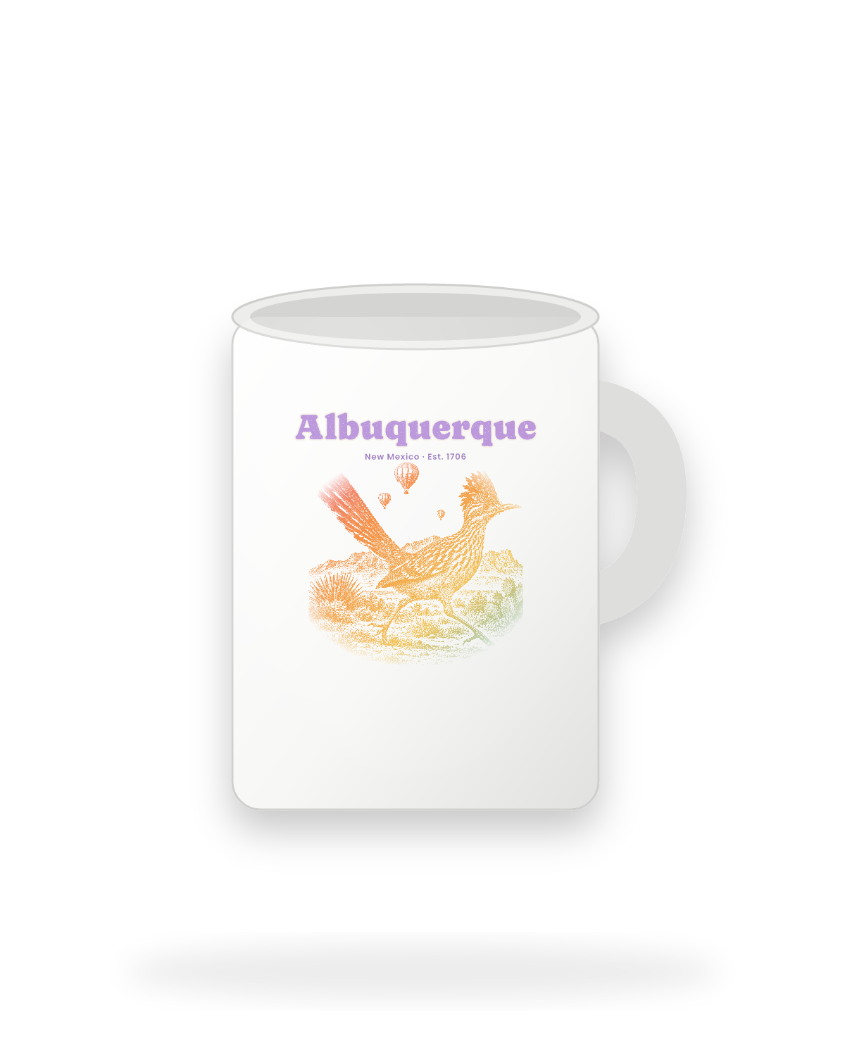 Albuquerque Roadrunner Ceramic Mug 15oz in White