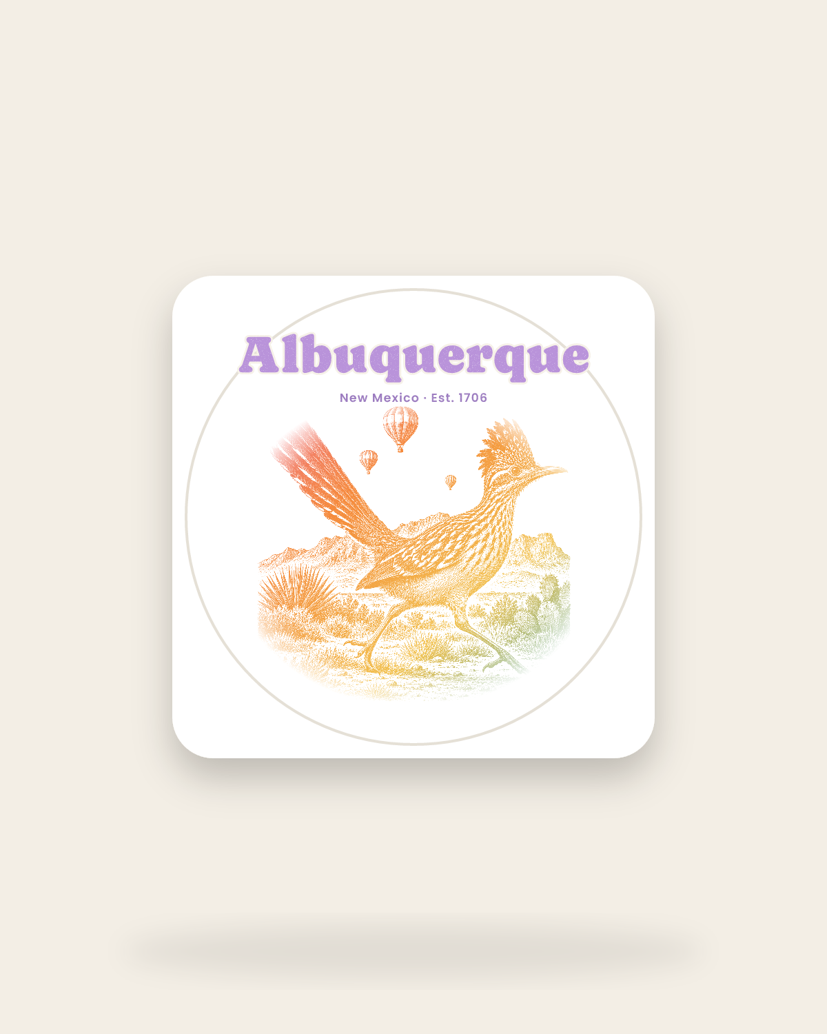 Albuquerque Roadrunner Kiss-Cut Sticker in White