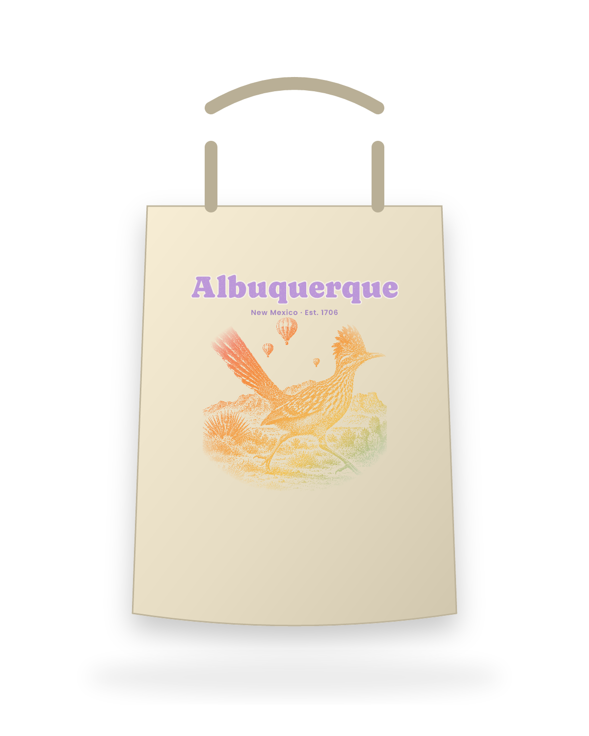 Albuquerque Roadrunner Canvas Tote in Beige