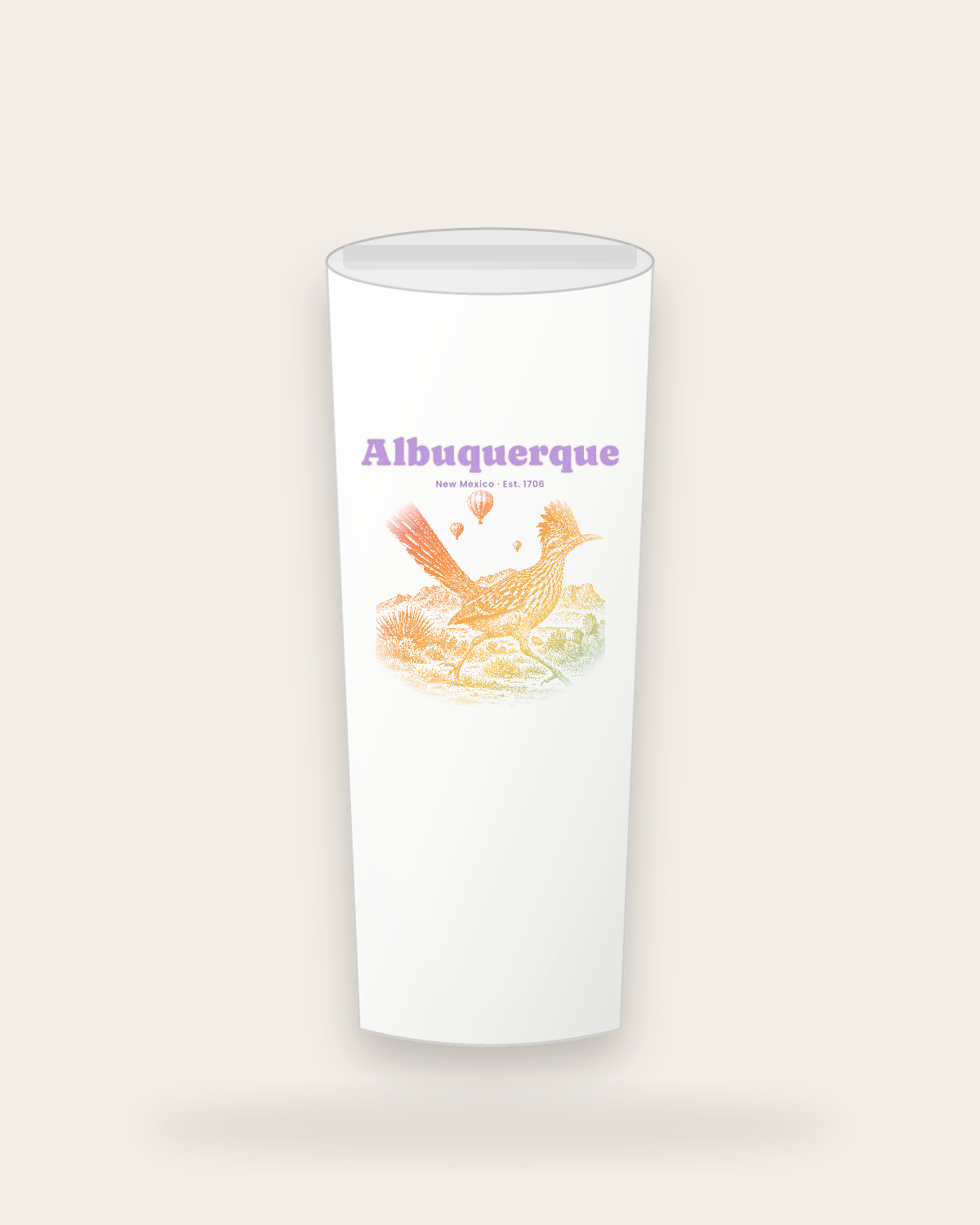 Albuquerque Roadrunner Insulated Tumbler 20oz in White