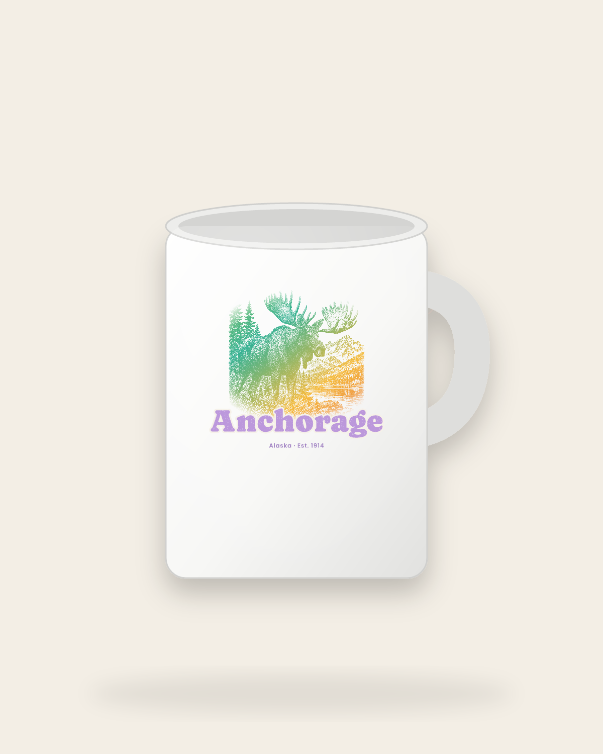Anchorage Bull Moose Ceramic Mug 15oz in White