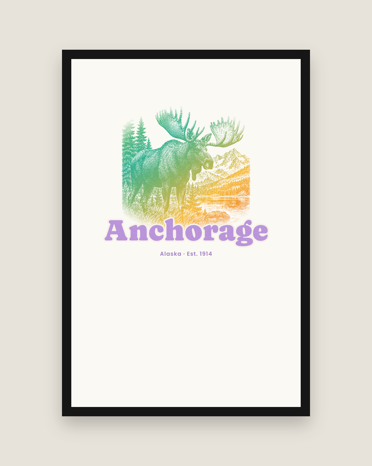 Anchorage Bull Moose Matte Poster in White