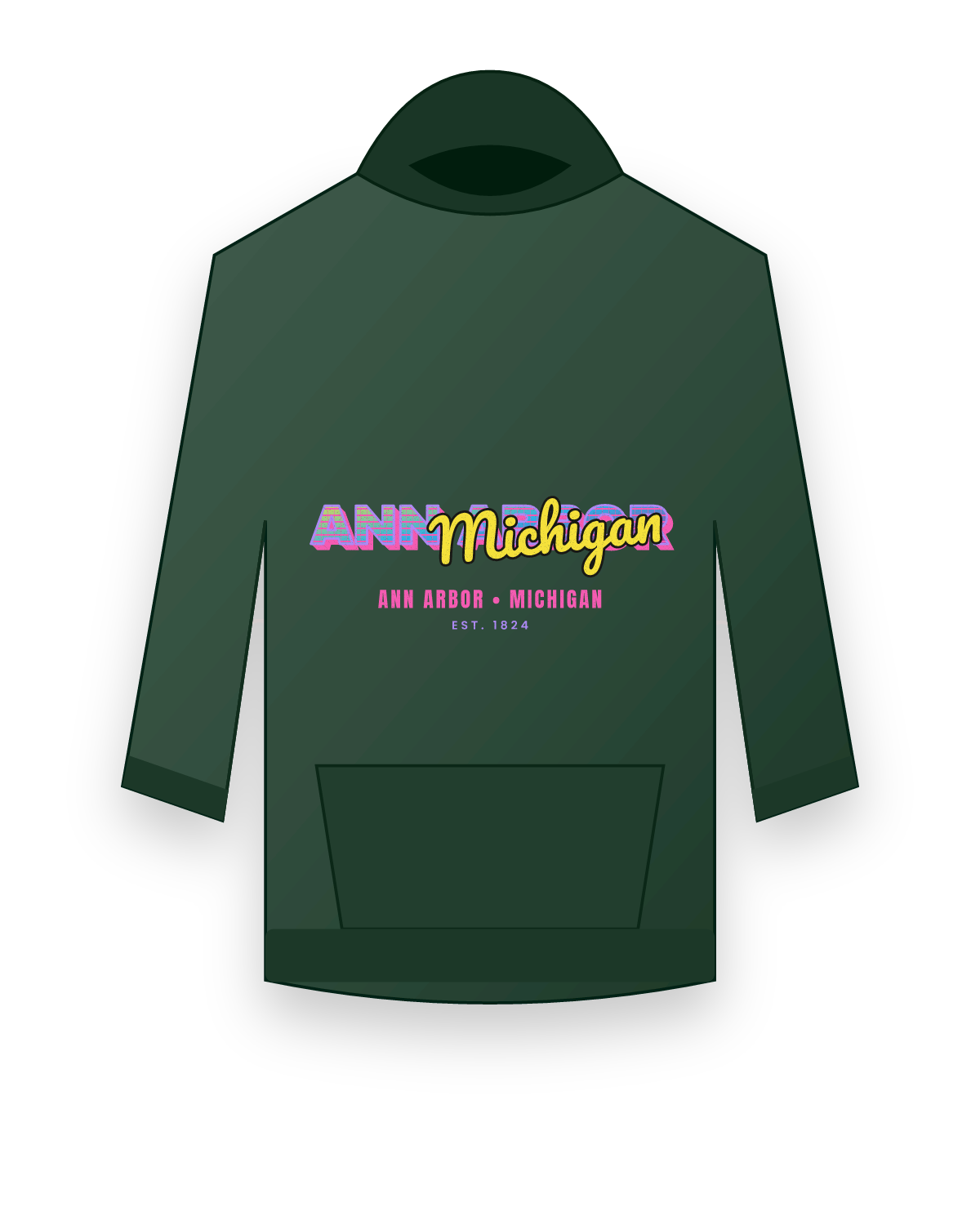 Ann Arbor Music TV Hooded Sweatshirt in Forest Green