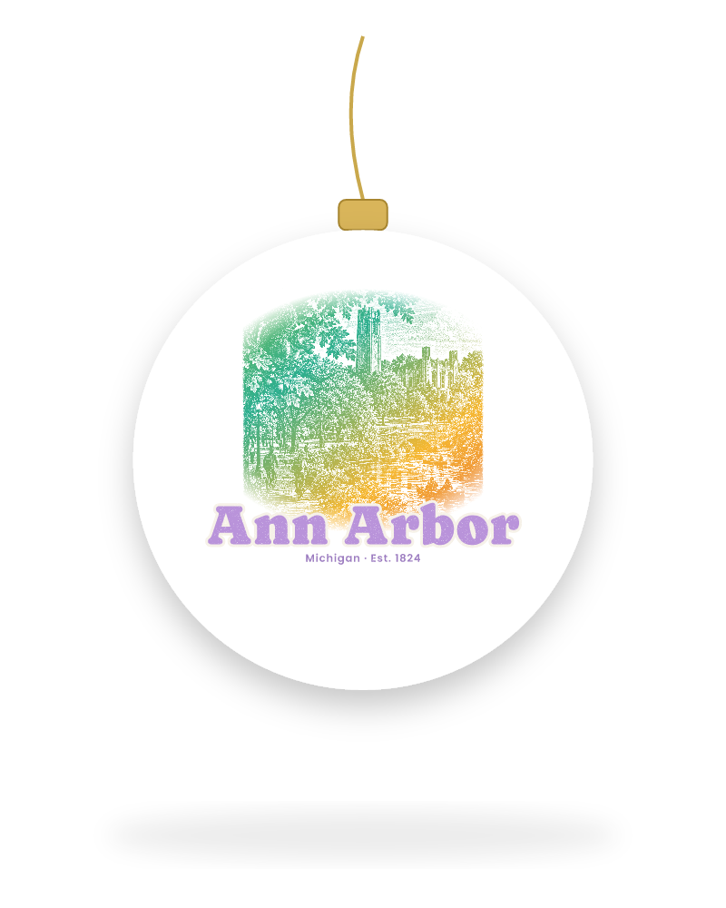 Ann Arbor Campus Squirrel Ceramic Ornament