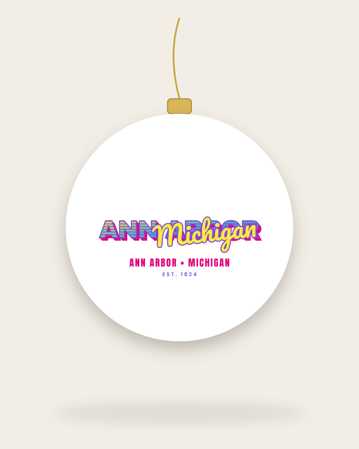 Ann Arbor Music TV Ceramic Ornament in White