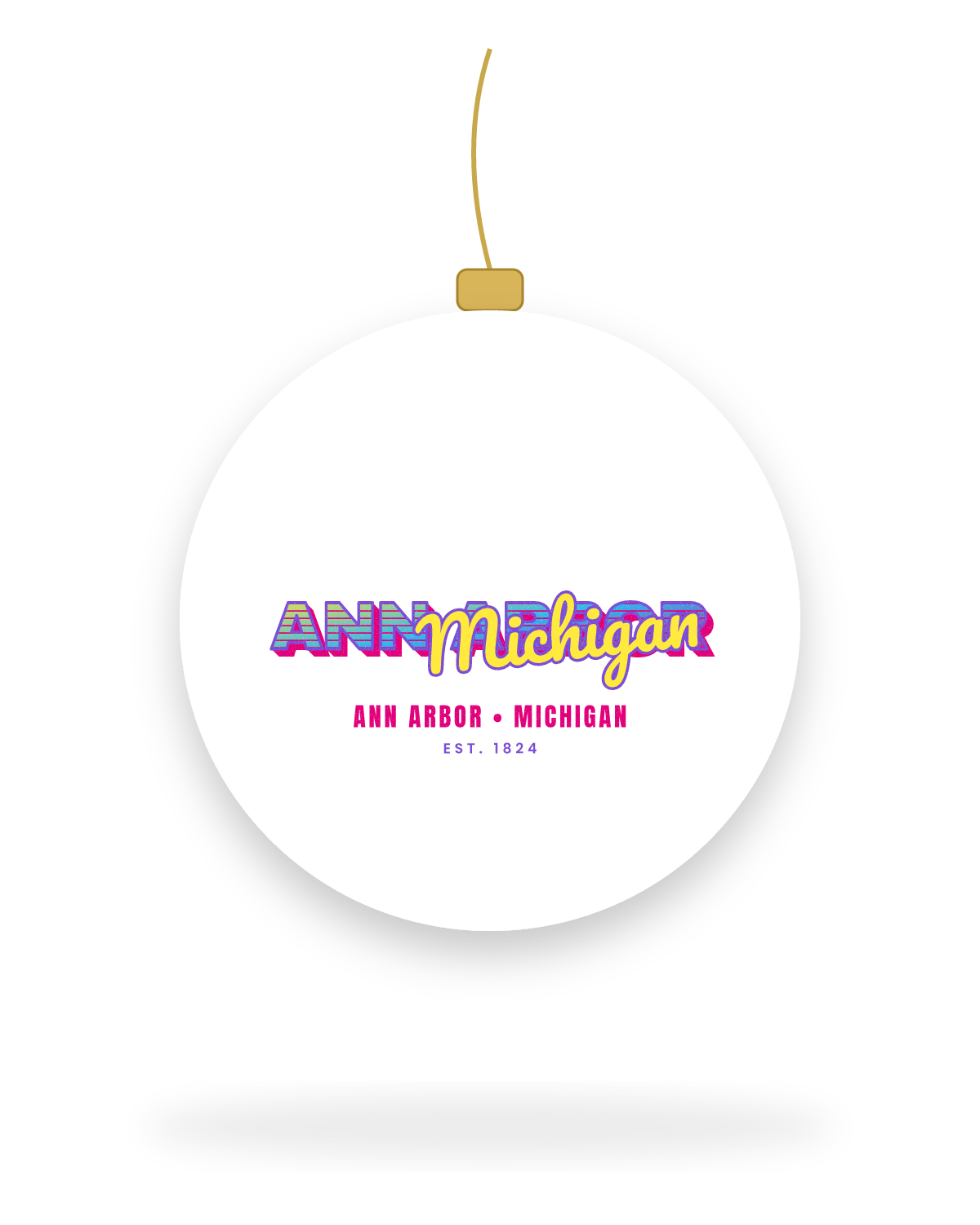 Ann Arbor Music TV Ceramic Ornament in White