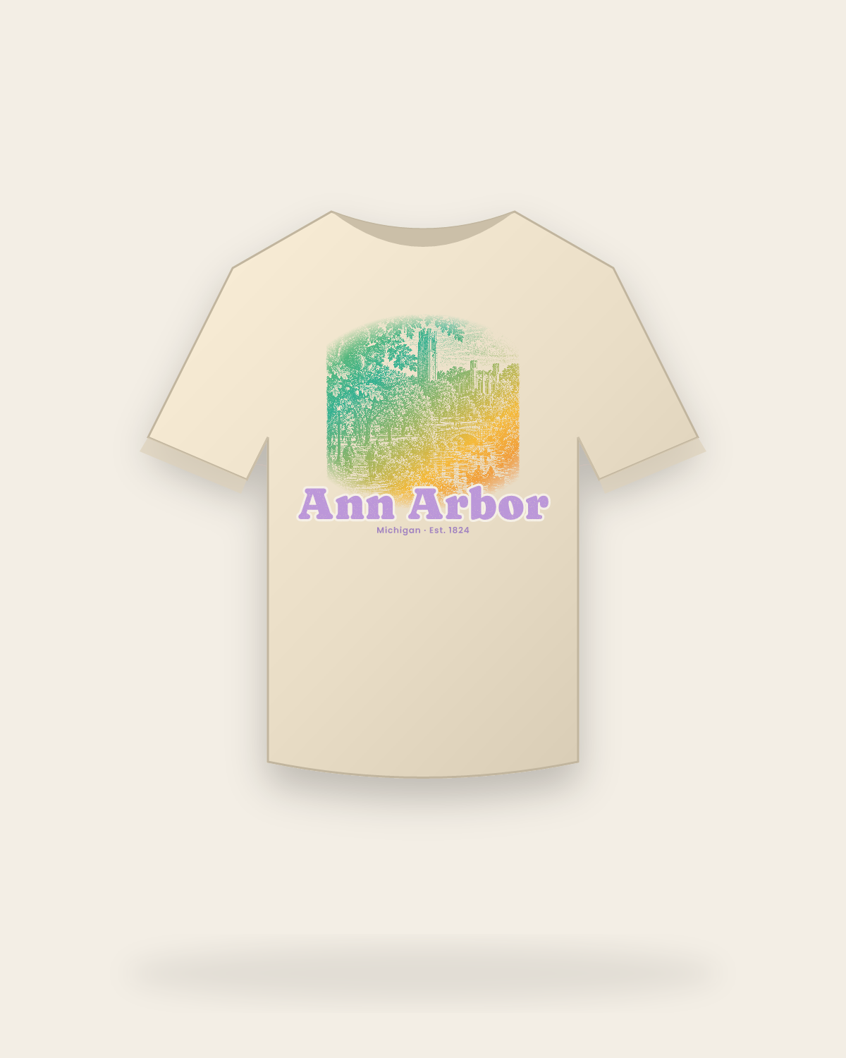 Ann Arbor Campus Squirrel Organic Cotton Tee in Natural