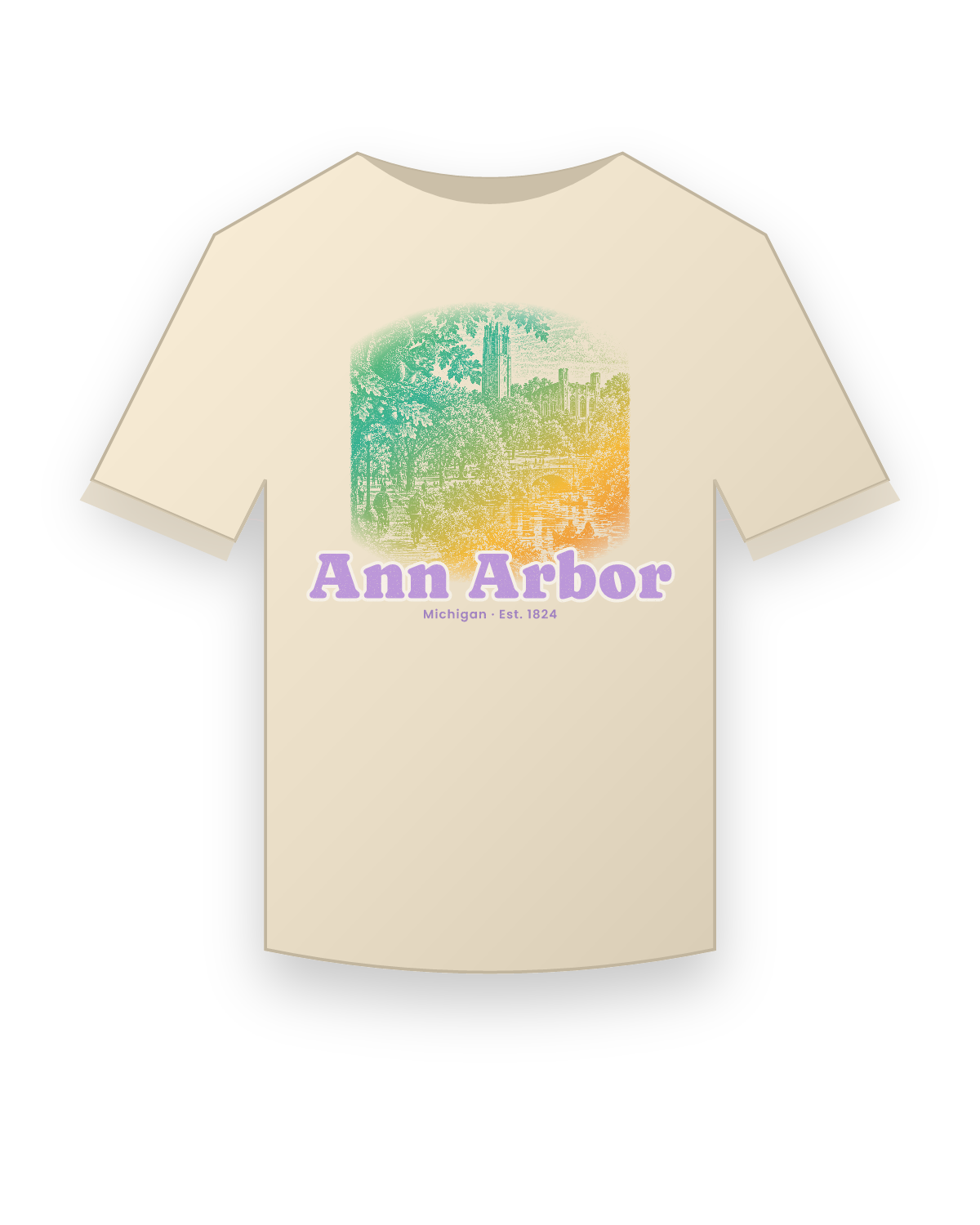 Ann Arbor Campus Squirrel Organic Cotton Tee in Natural