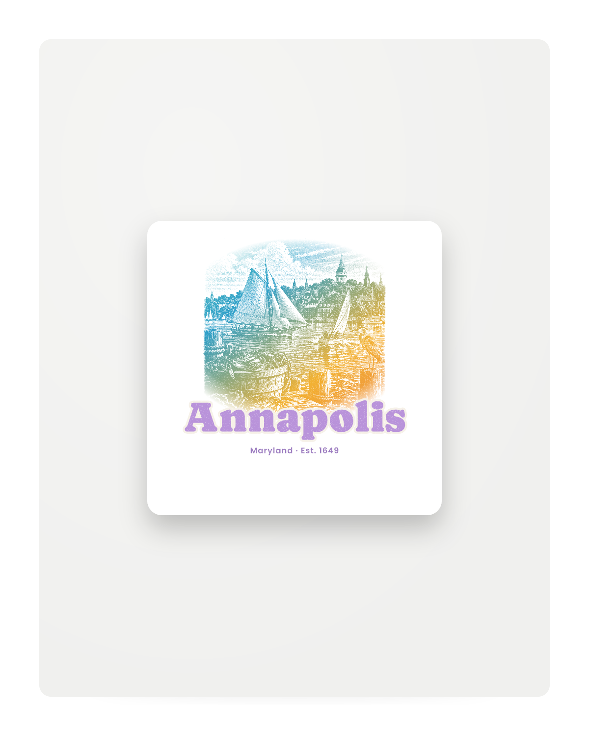 Annapolis Skipjack & State House Fridge Magnet in White