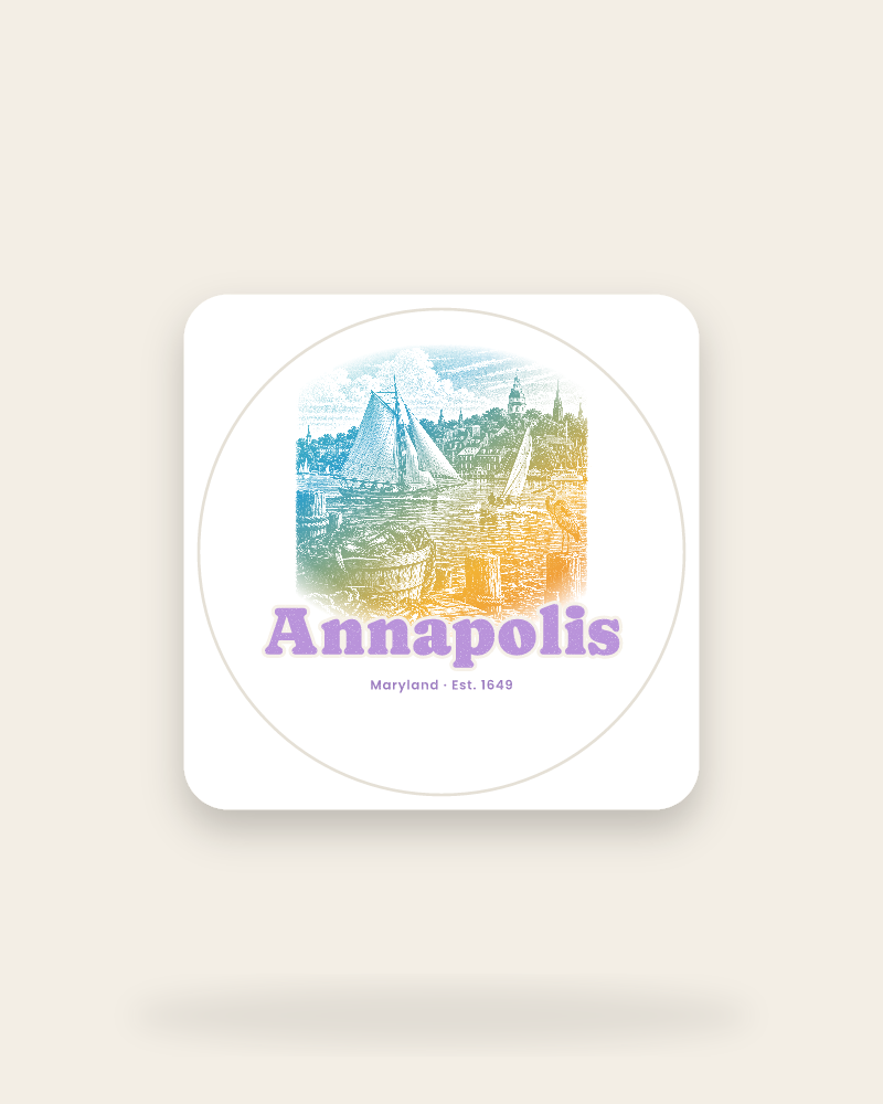 Annapolis Skipjack & State House Kiss-Cut Sticker
