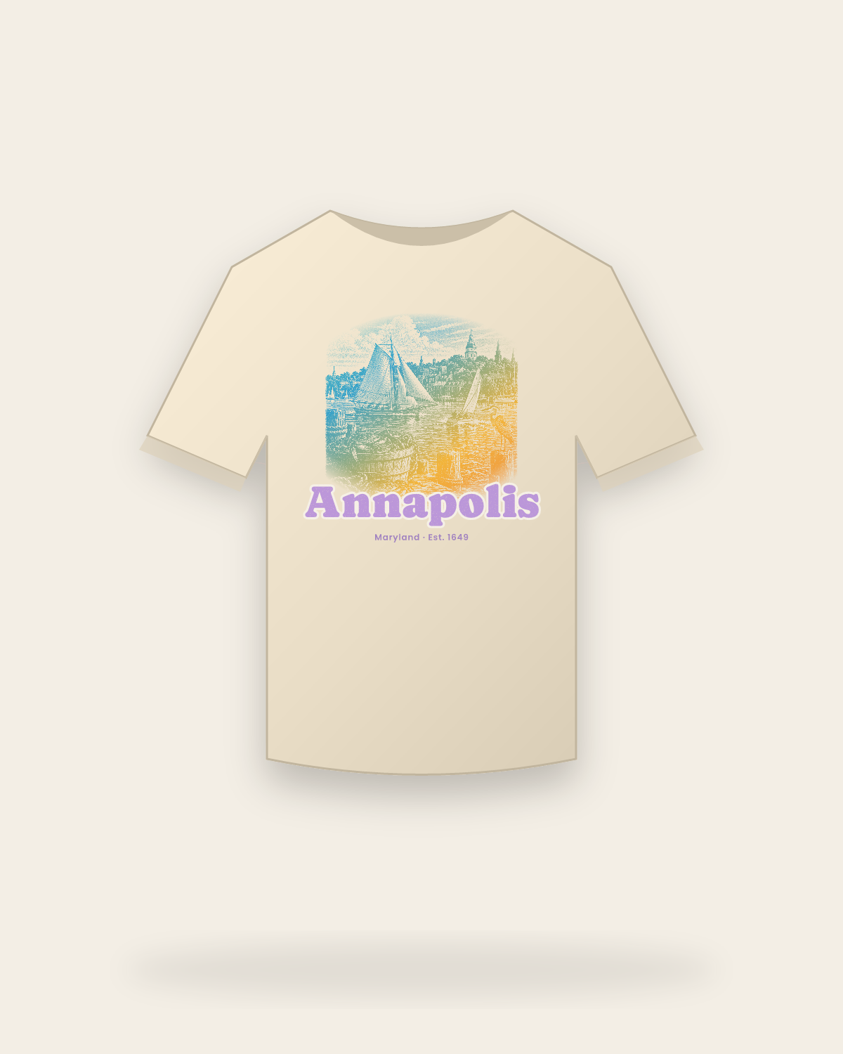 Annapolis, MD Skipjack & State House Classic Tee in Natural