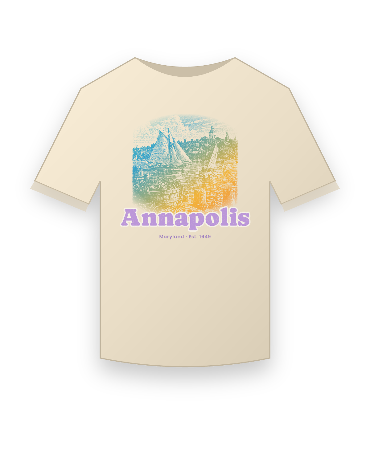 Annapolis Skipjack & State House Classic Tee in Natural