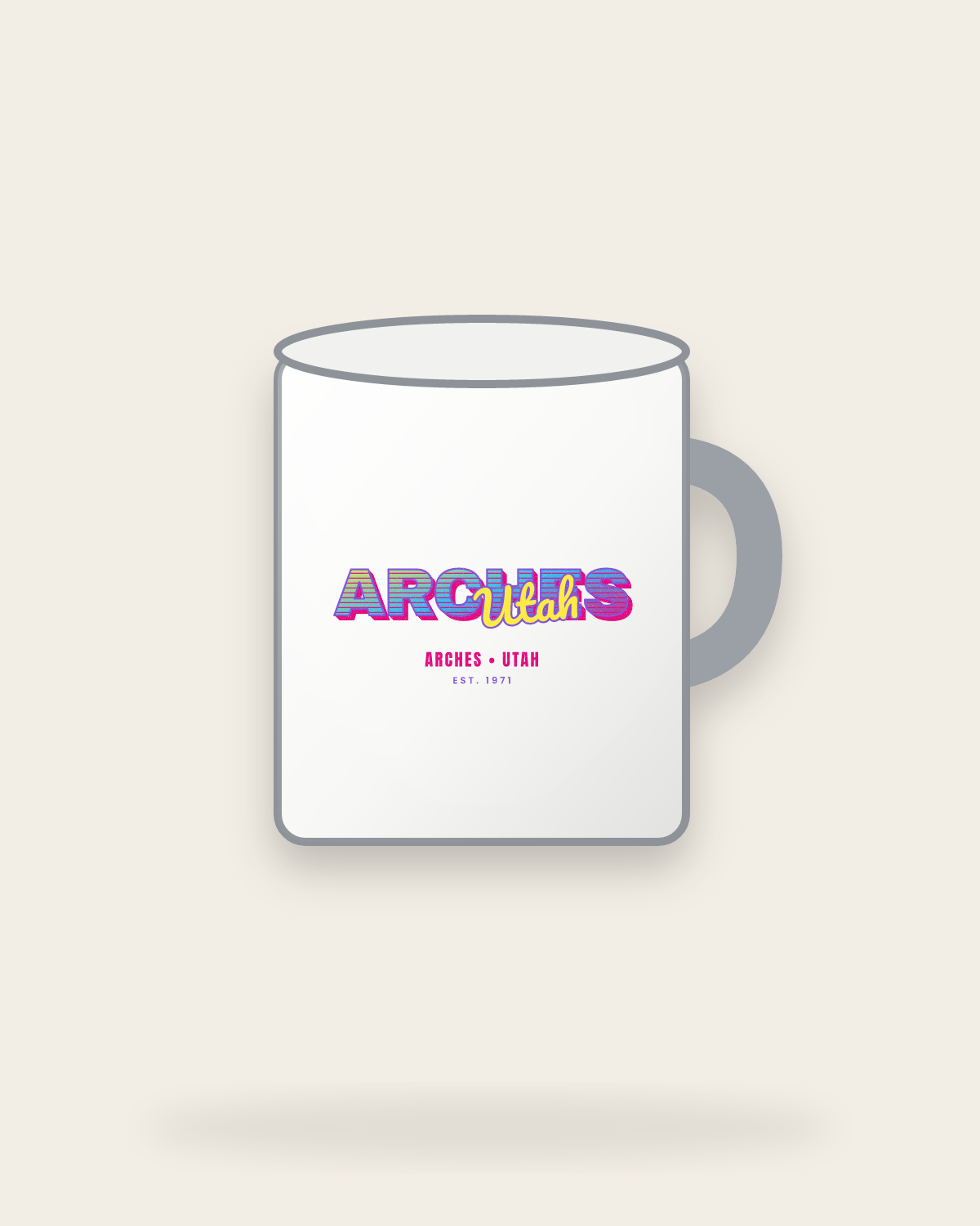 Arches Music TV Enamel Camp Mug in White