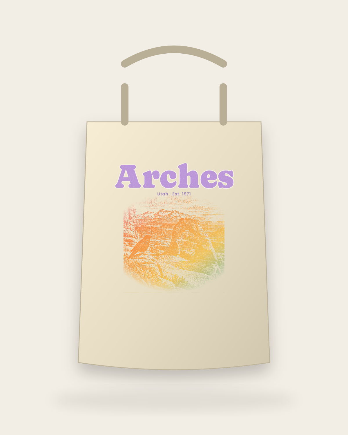 Arches Delicate Arch Canvas Tote in Beige