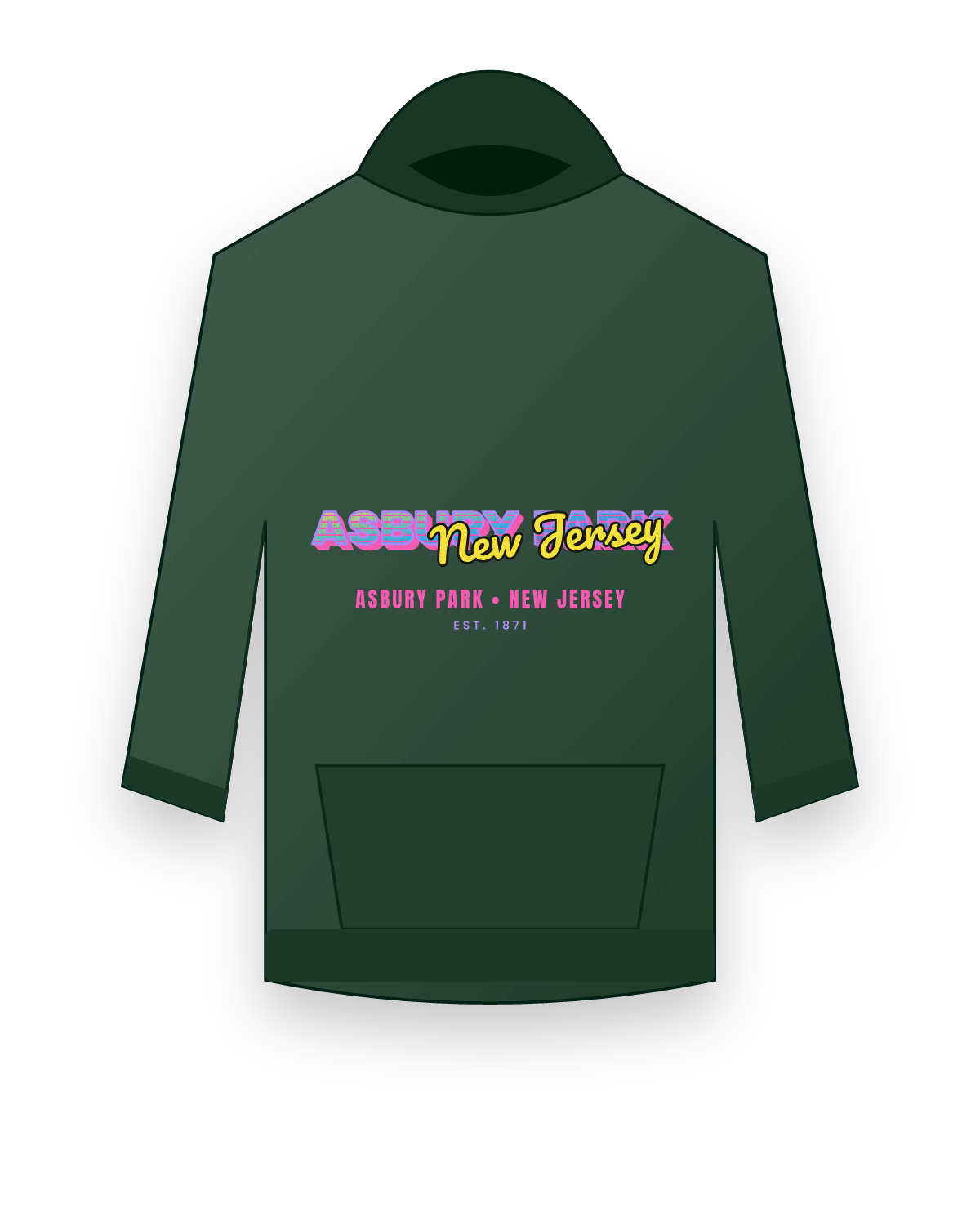 Asbury Park Music TV Hooded Sweatshirt in Forest Green