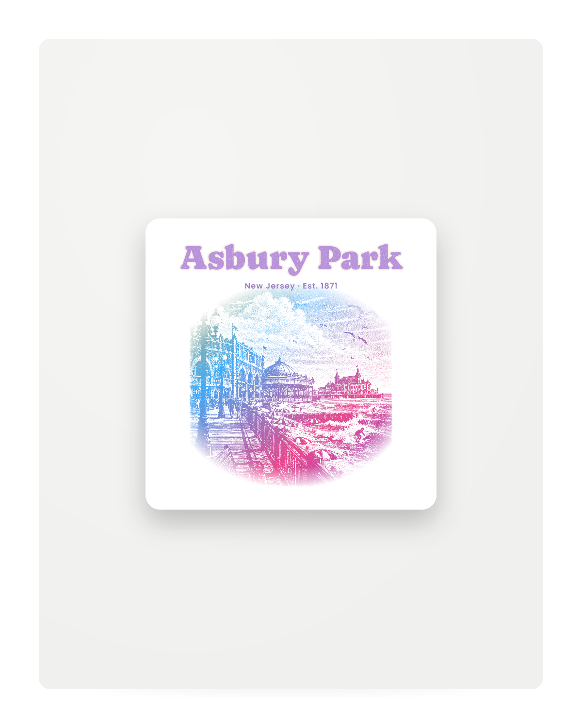 Asbury Park Boardwalk Casino Fridge Magnet in White