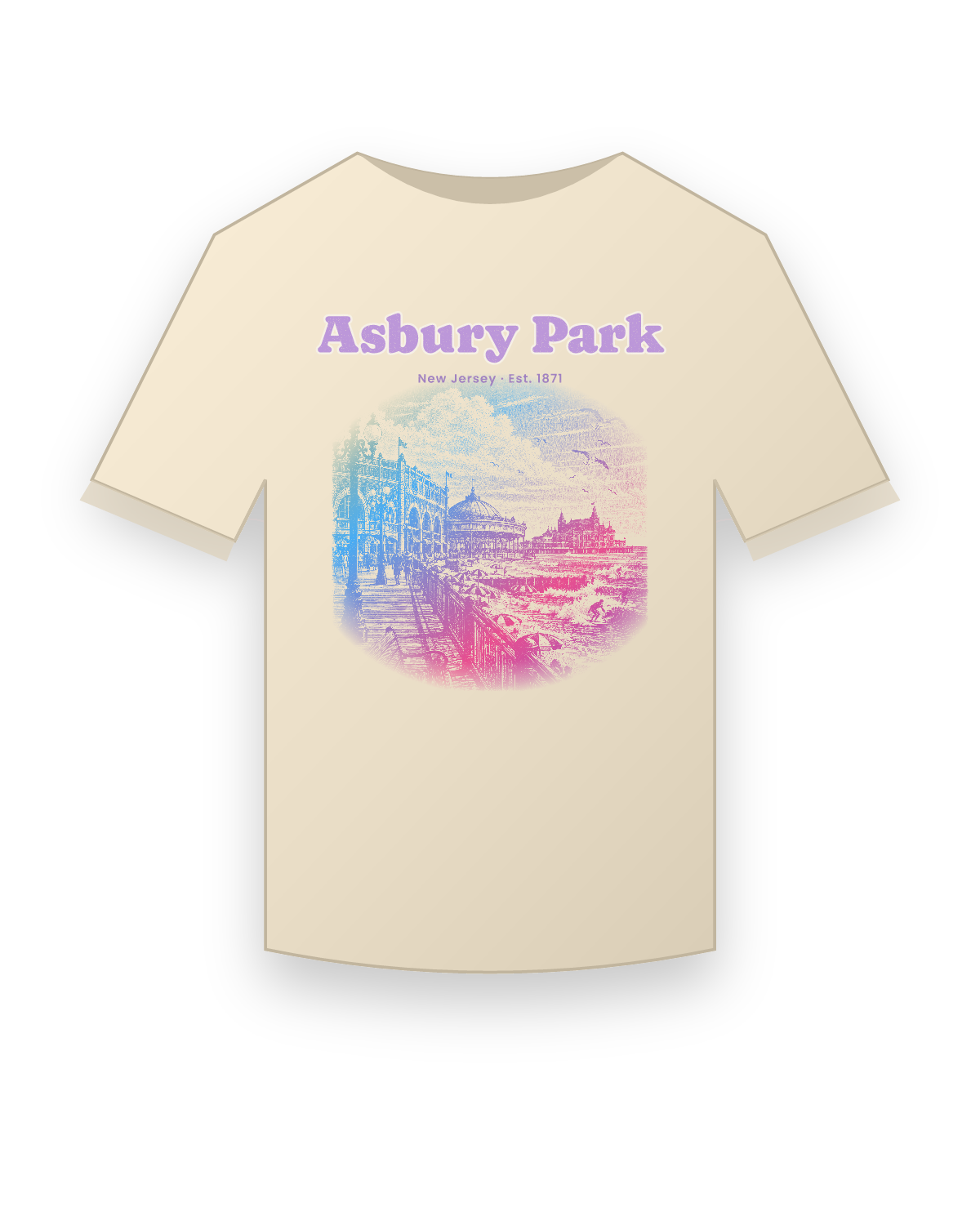 Asbury Park Boardwalk Casino Organic Cotton Tee in Natural