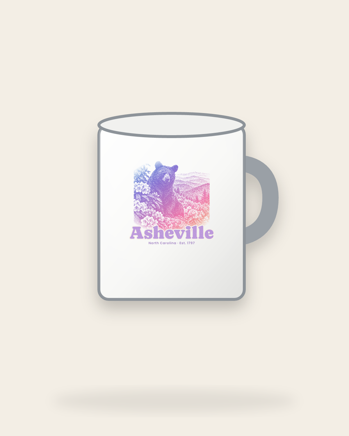 Asheville Black Bear Enamel Camp Mug in White