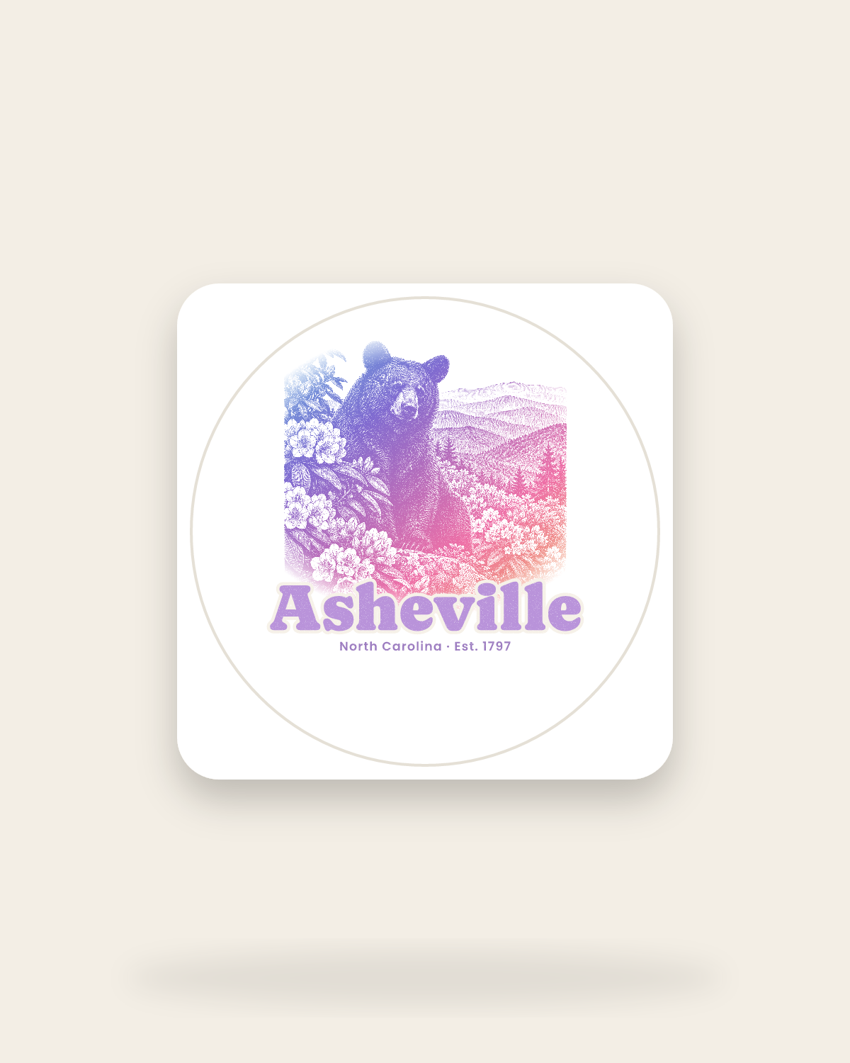 Asheville Black Bear Kiss-Cut Sticker in White