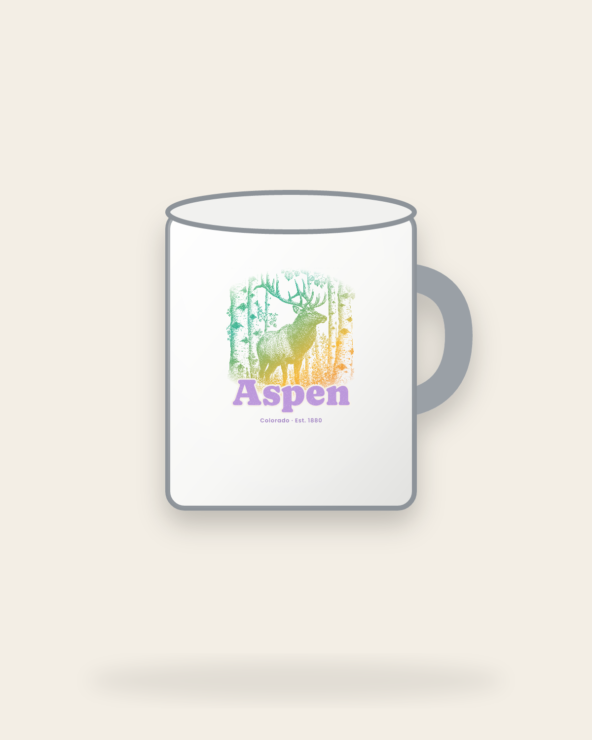 Aspen Elk in the Aspens Enamel Camp Mug in White