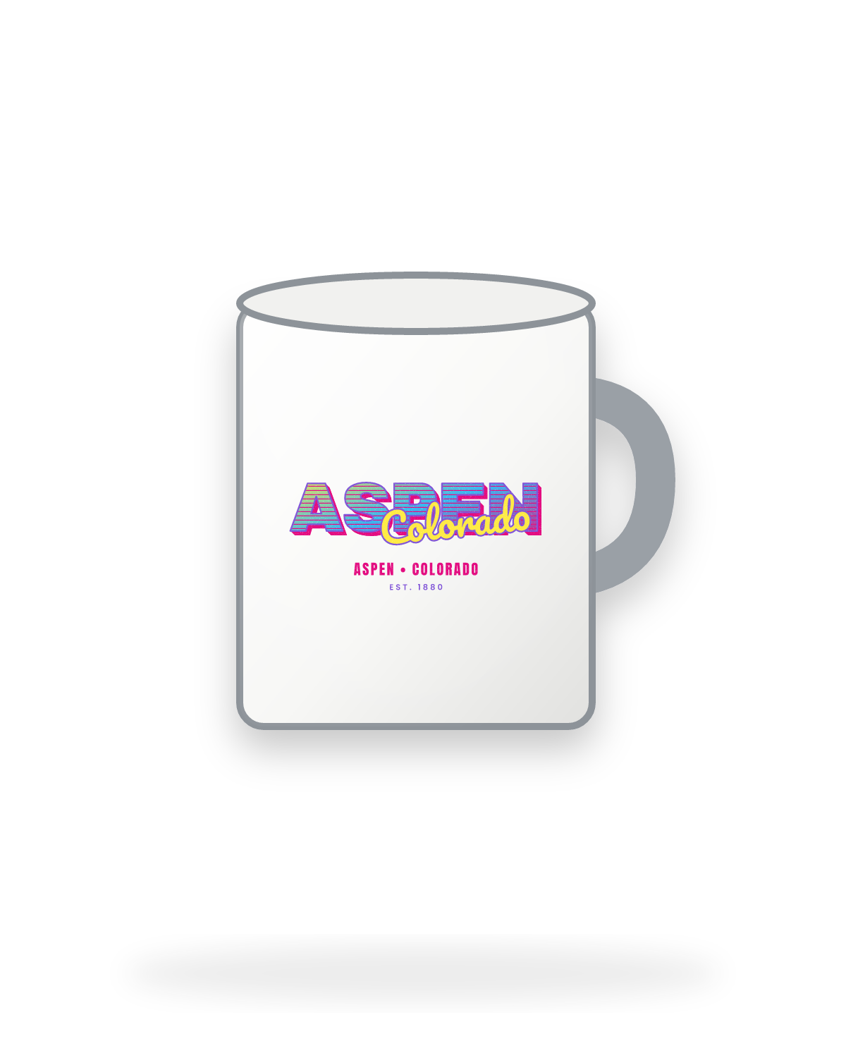 Aspen Music TV Enamel Camp Mug in White