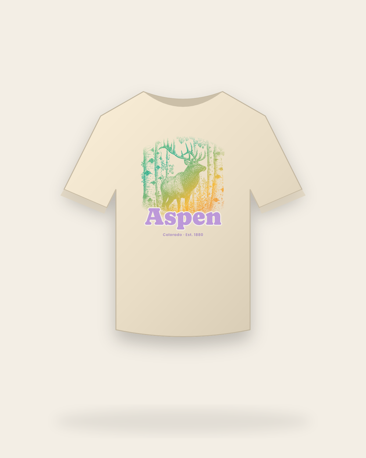 Aspen, CO Elk in the Aspens Classic Tee in Natural