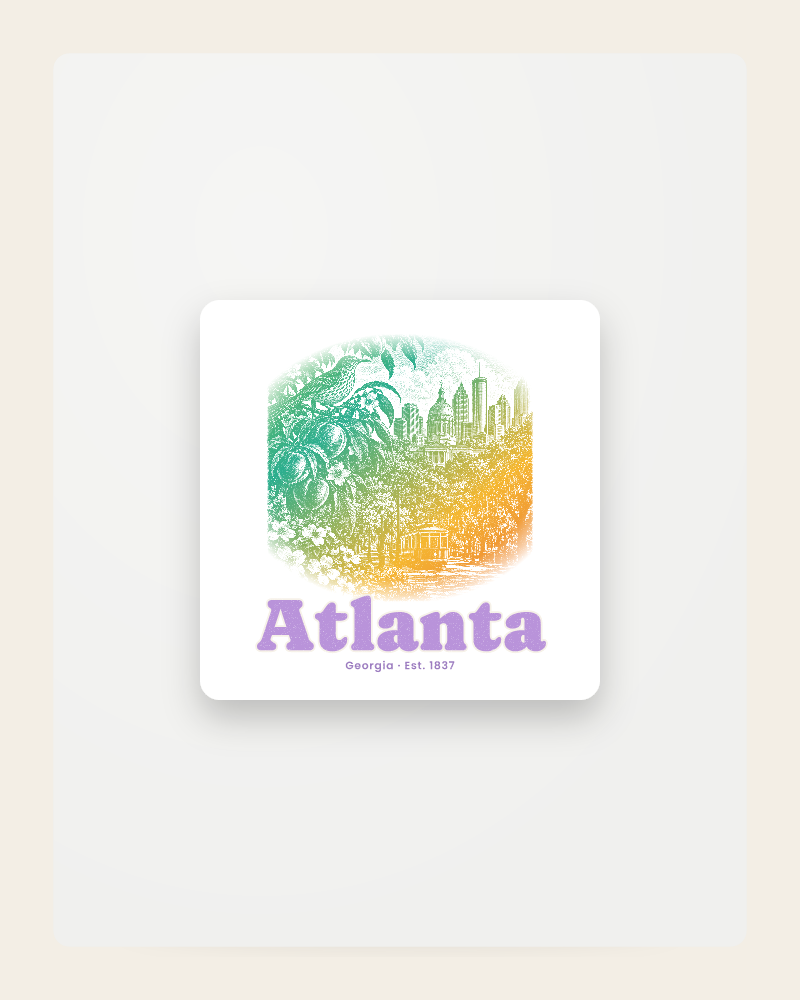 Atlanta Peach & Songbird Fridge Magnet