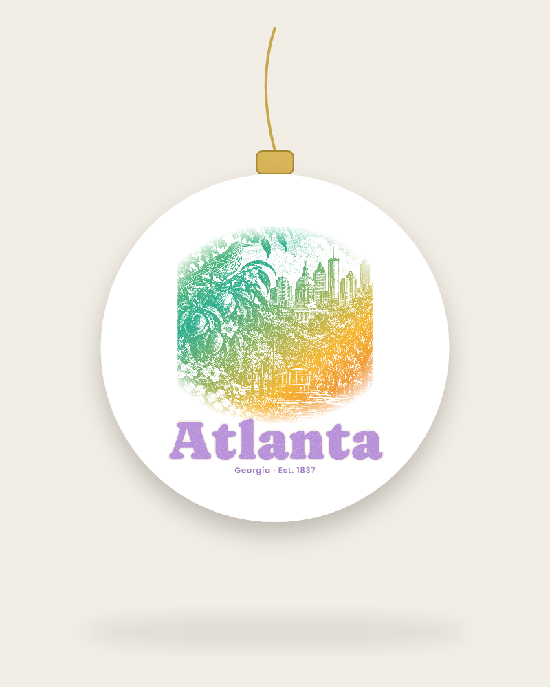 Atlanta Peach & Songbird Ceramic Ornament