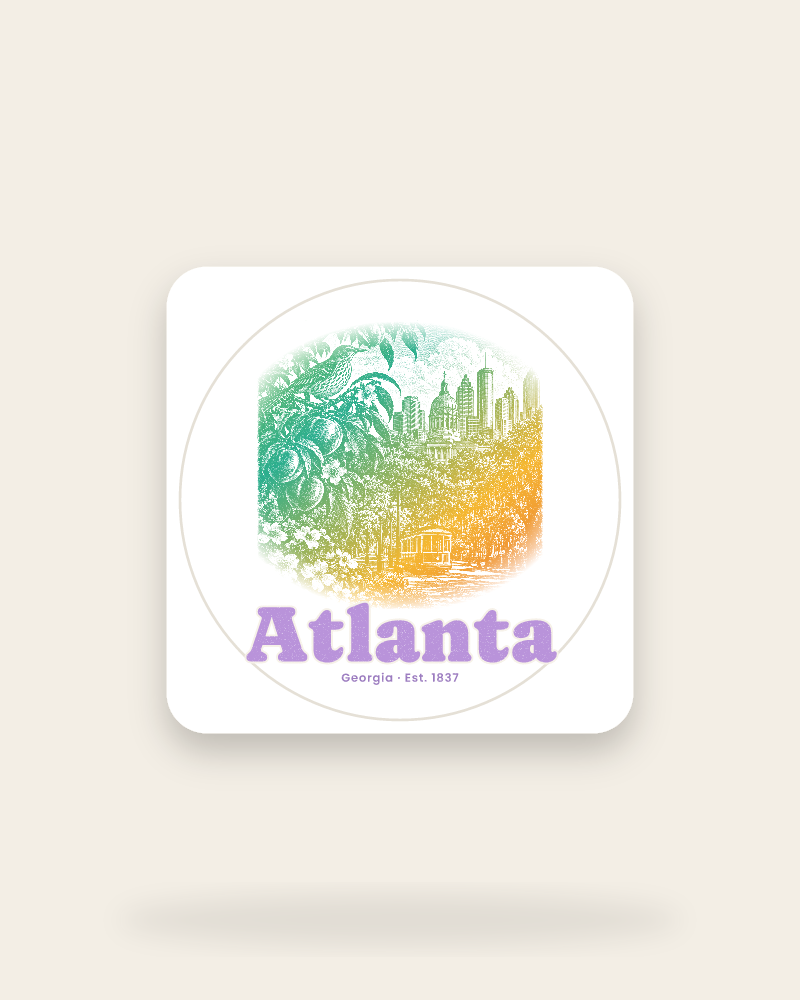 Atlanta Peach & Songbird Kiss-Cut Sticker