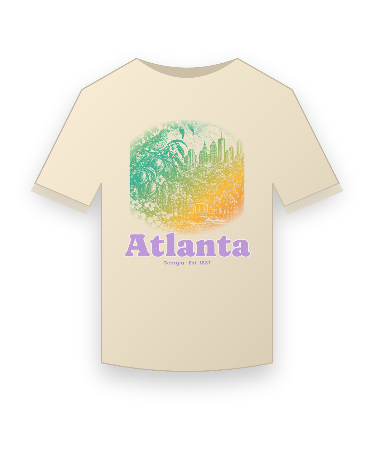 Atlanta Peach & Songbird Organic Cotton Tee in Natural
