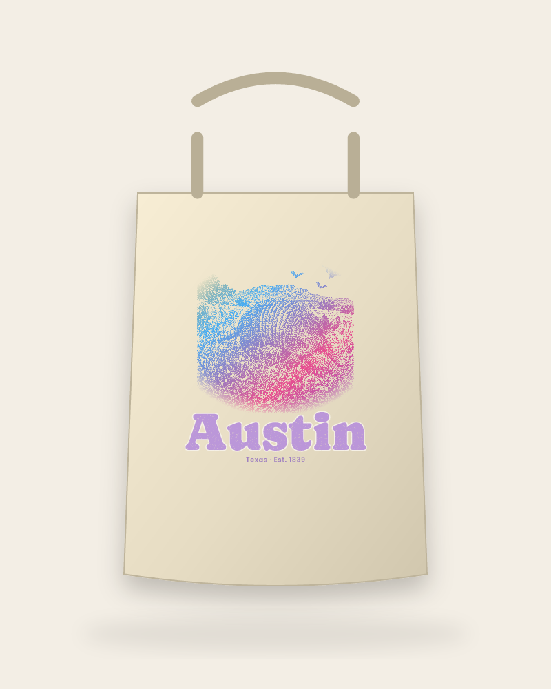 Austin Armadillo Canvas Tote