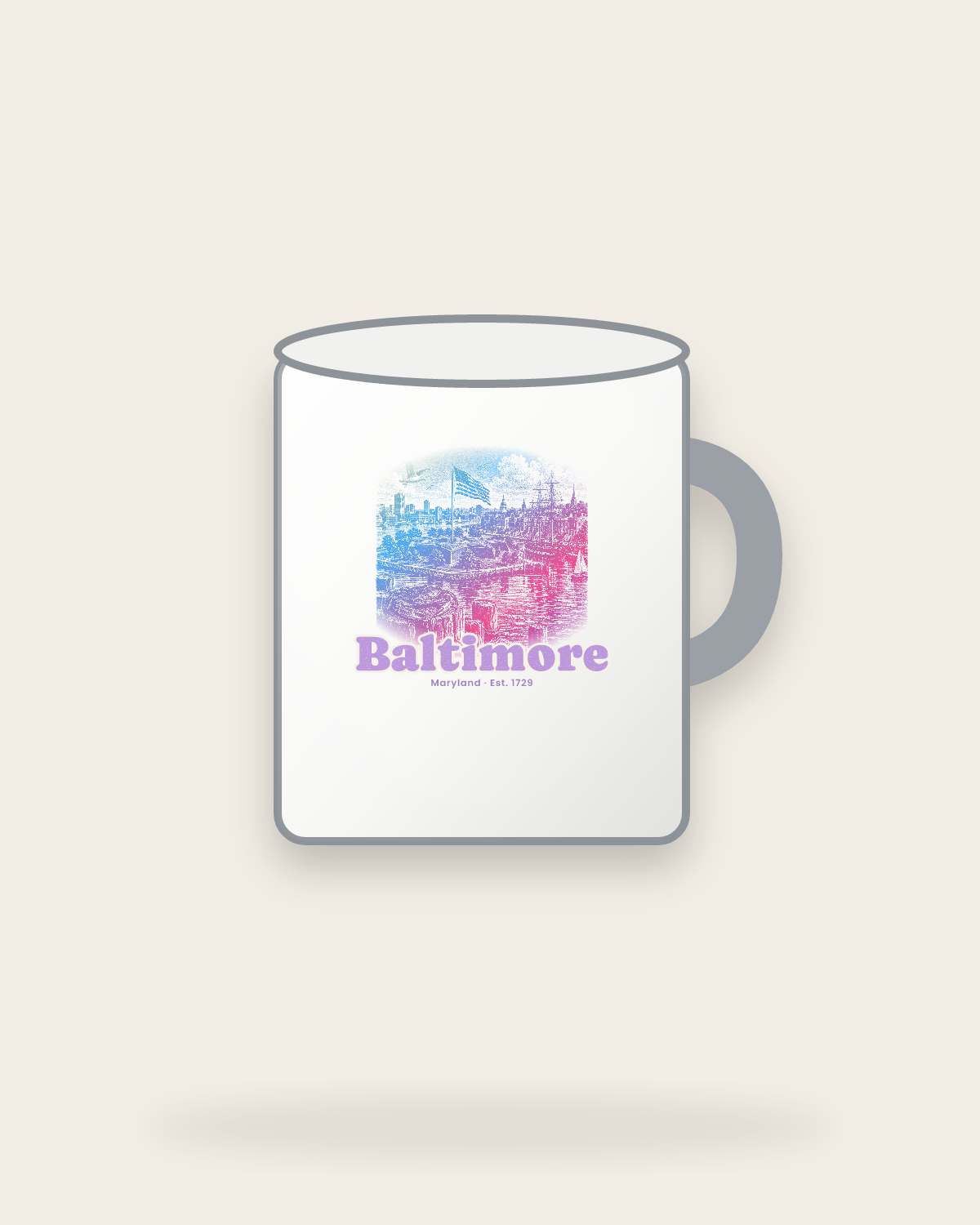 Baltimore Star Fort Harbor Enamel Camp Mug in White