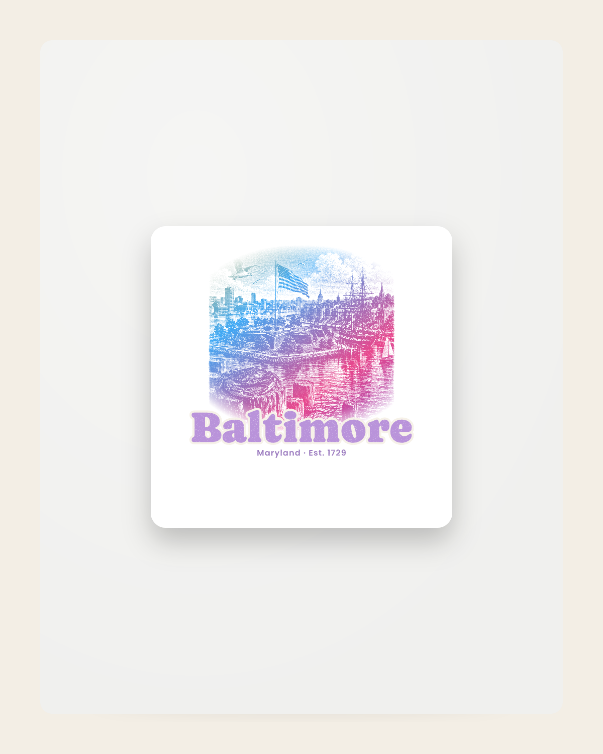 Baltimore Star Fort Harbor Fridge Magnet in White