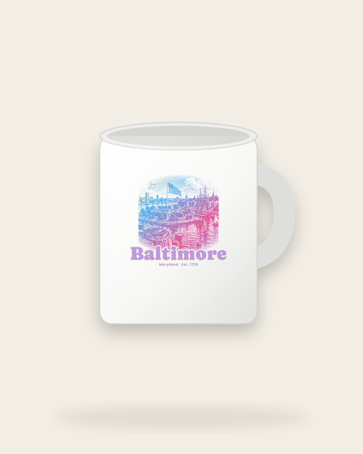 Baltimore Star Fort Harbor Ceramic Mug 11oz in White