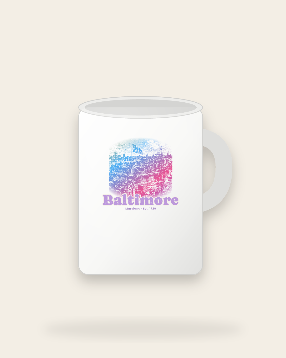 Baltimore Star Fort Harbor Ceramic Mug 15oz in White