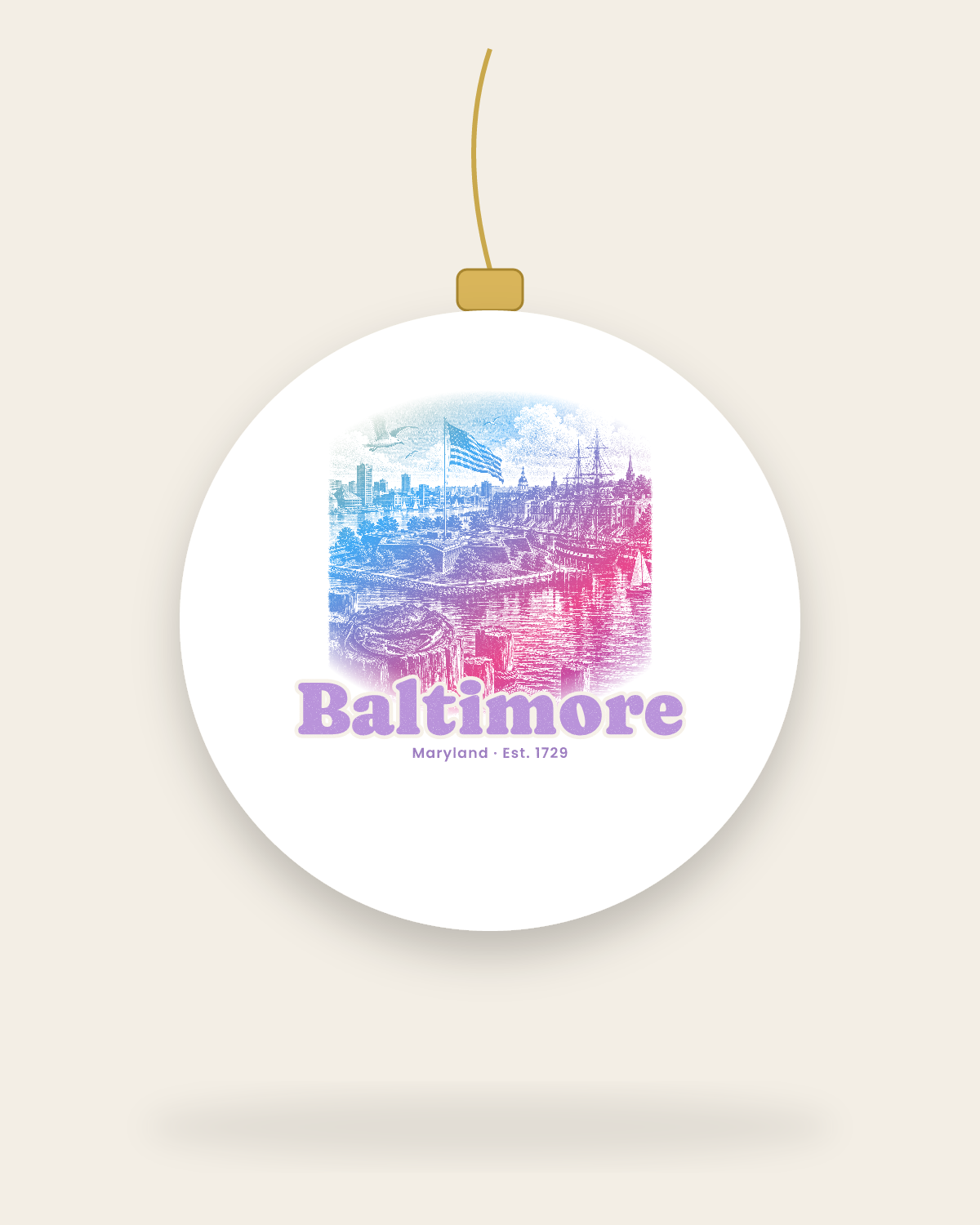 Baltimore Star Fort Harbor Ceramic Ornament in White