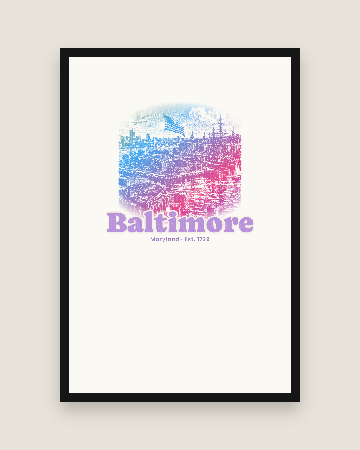 Baltimore Star Fort Harbor Matte Poster in White