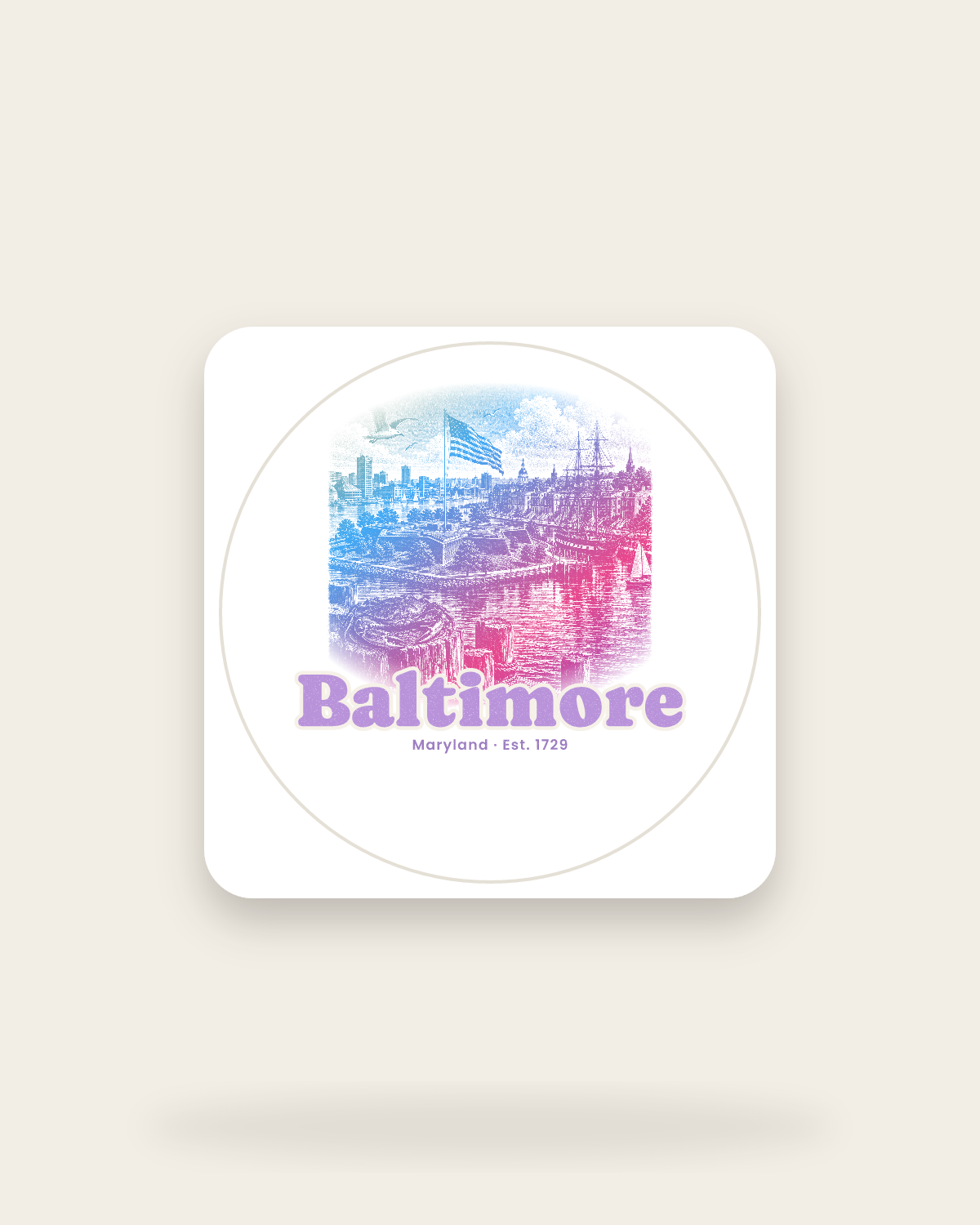 Baltimore Star Fort Harbor Kiss-Cut Sticker in White