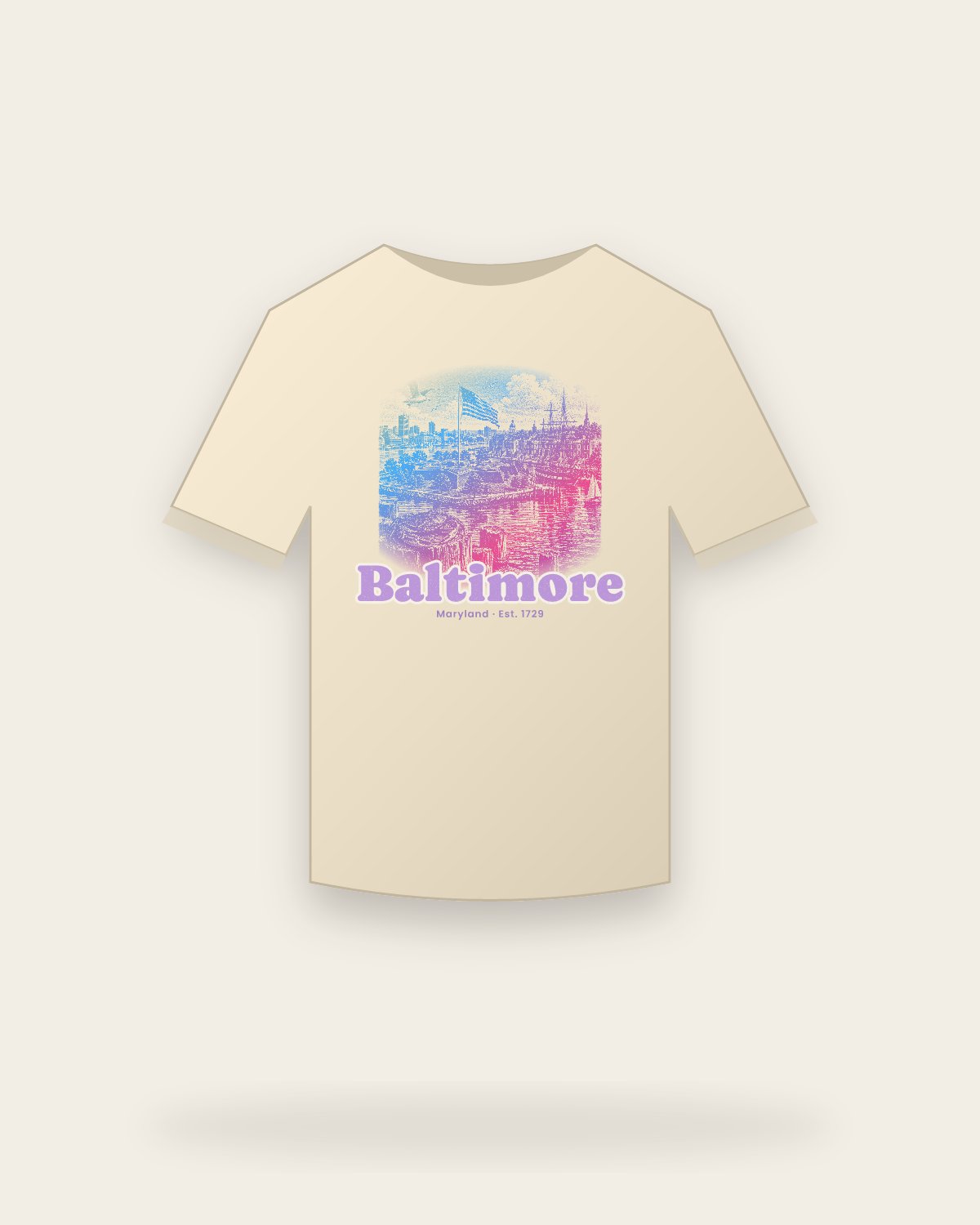 Baltimore, MD Star Fort Harbor Classic Tee in Natural