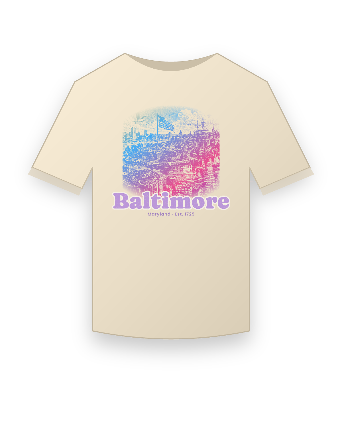 Baltimore Star Fort Harbor Classic Tee in Natural