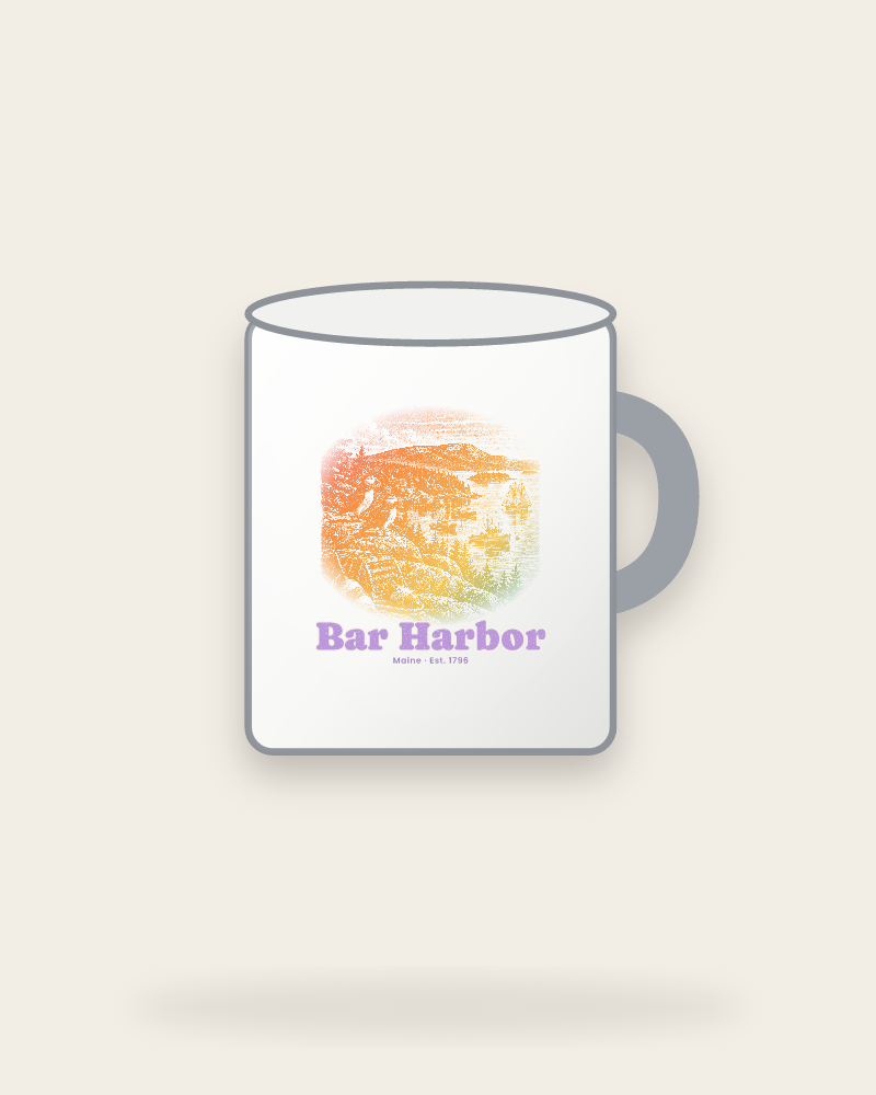 Bar Harbor Harbor Puffins Enamel Camp Mug