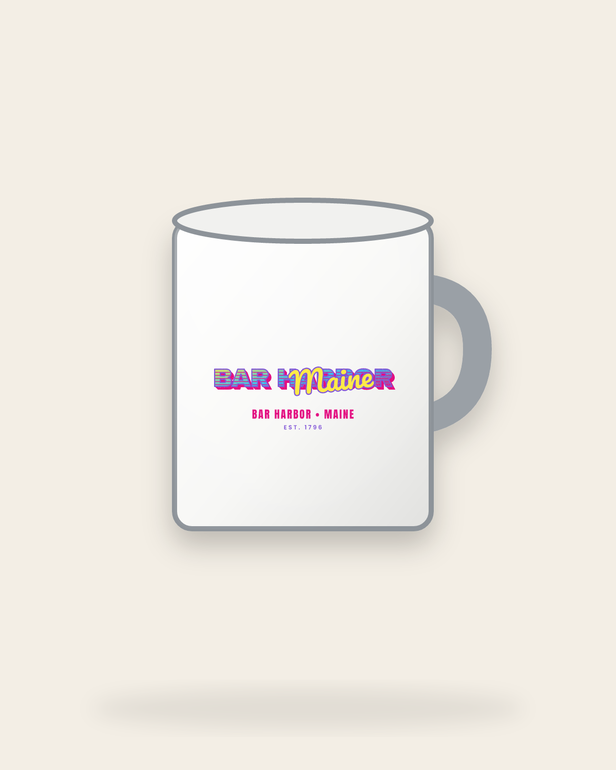 Bar Harbor Music TV Enamel Camp Mug in White