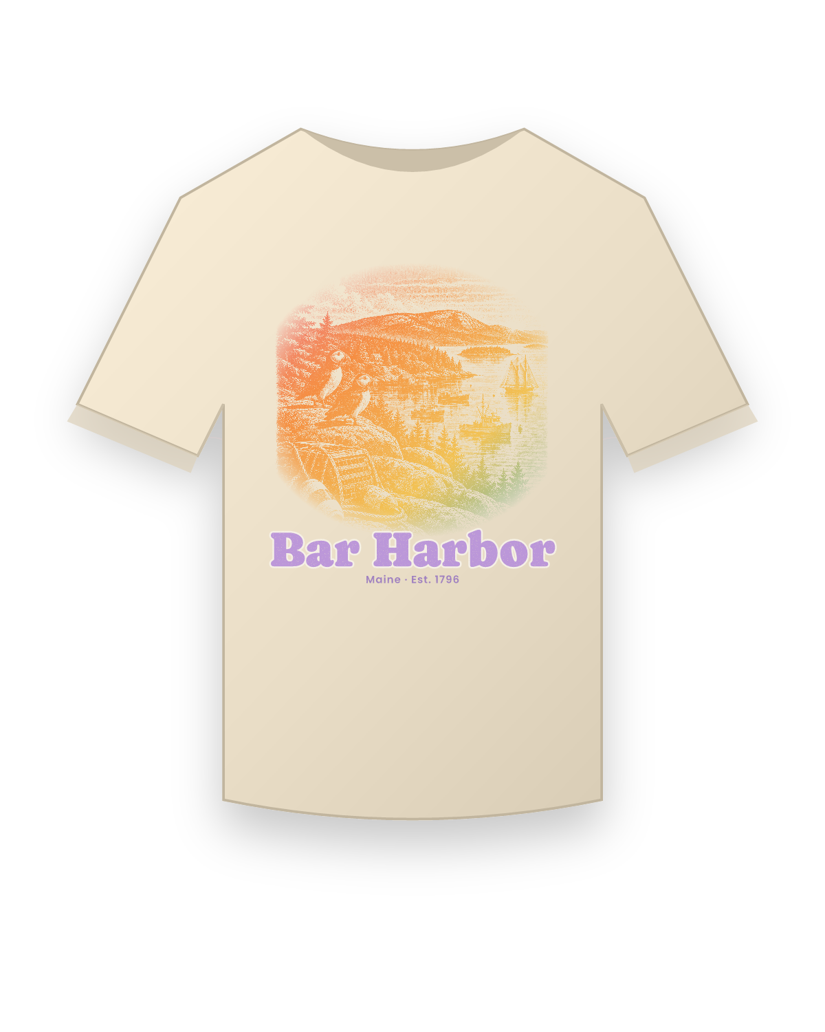Bar Harbor Harbor Puffins Organic Cotton Tee in Natural